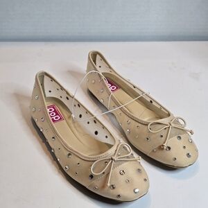 Pop Cardio Nude Ballet Flat Rhinestone Size 7